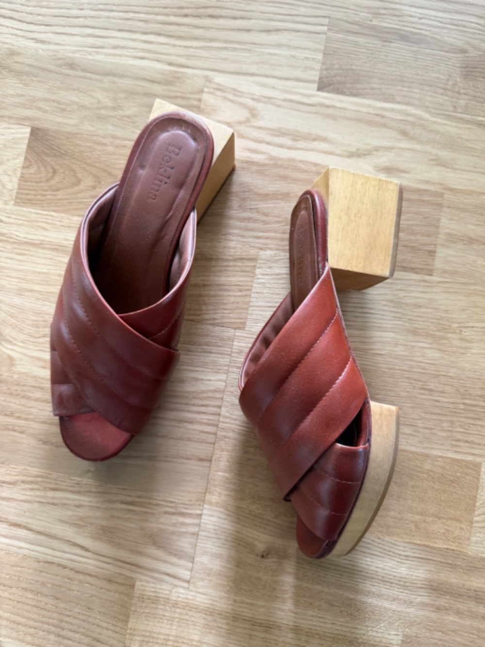 Beklina Matisse Leather Block Sandals . 7.5